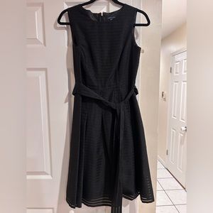 Tommy Hilfiger A-Line Black Dress with Tie Waist Retro Look - Size 4